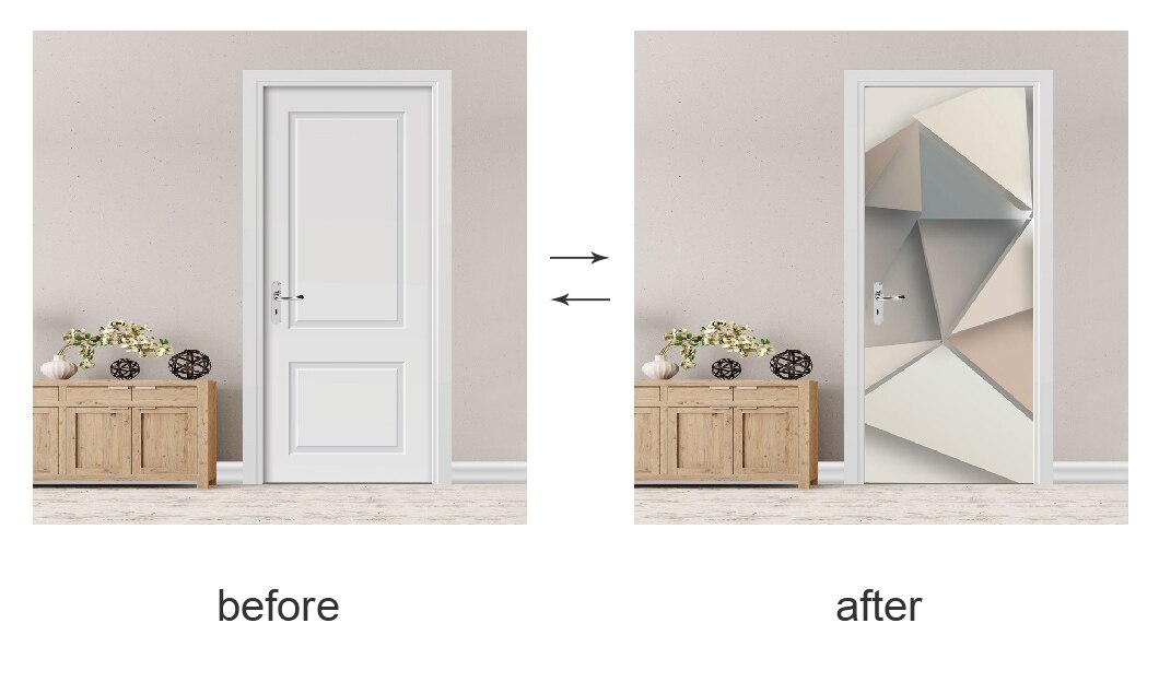 Door Stickers Wallpaper Cartoon Home Decor Door Wrap Wall Sticker Mural Wallpaper Poster Self Adhesive Pvc Removable Waterproof