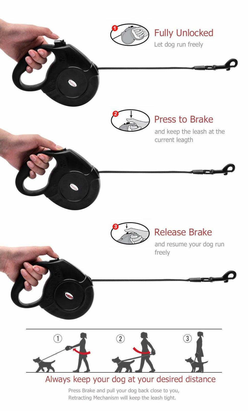 5m/8m max 50kg lijn hondenriem riem riem touw riem intrekbaar automatisch hond huisdierbenodigdheden