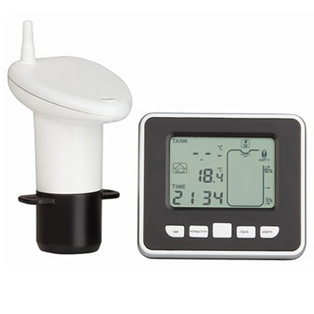 Trådløst termometer ultralydsniveau flowmåler 0.5 ~ 15m dybdeniveau meter og  -40 ~ 60 måleområde niveau måler tank transmitter