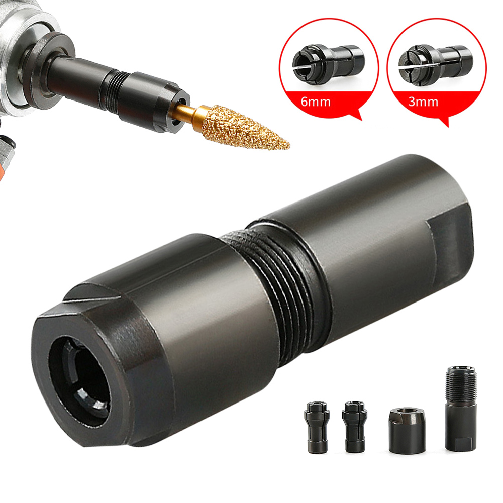 3+6mm- vinkelsliper modifisert adapter til rettsliperchuck for 100-- type vinkelsliper  m10*1.5- gjengeskjæring trebearbeiding også