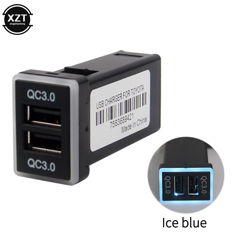 QC3.0 Quickcharge Autolader QC3.0 Quickcharge Dubbele USB Telefoon PDA DVR Adapter Plug & Play Kabel Voor Toyota serie auto's: green