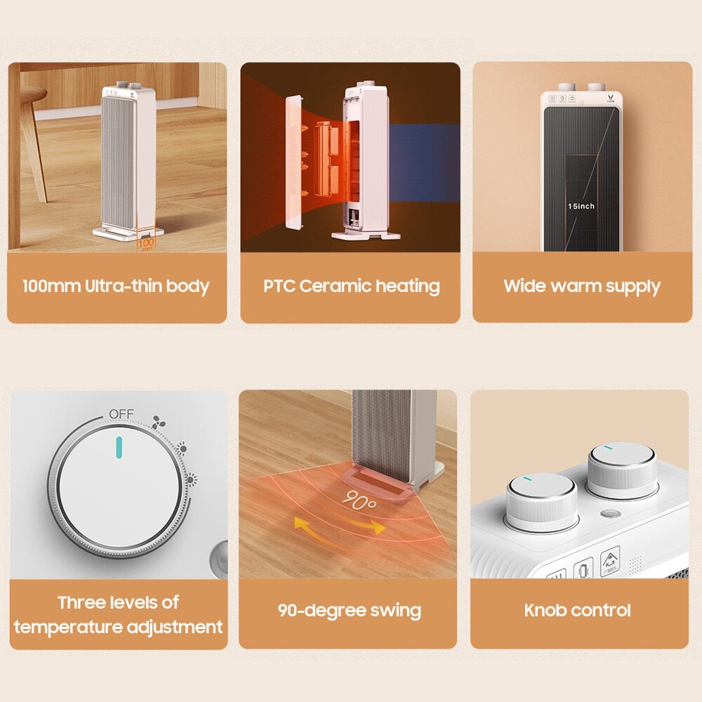 Yunmi Elektrische Kachel Draagbare Kachel Huishoudelijke Ptc Keramische Quick Heat Elektrische Kachel Laag Geluidsniveau Woonkamer Slaapkamer Heater