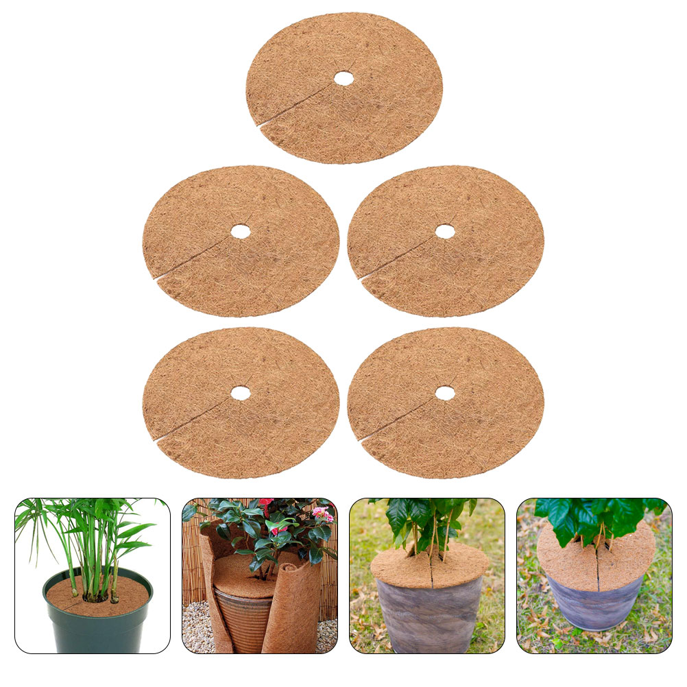 5 Stück Topfeinlagen aus Kokosfaser, 30 cm, Kokosfasermatten, Blumentöpfe, Baumringe, Laubdecke-Kreise, Atmung, Palmendichtung, Gartenarbeit