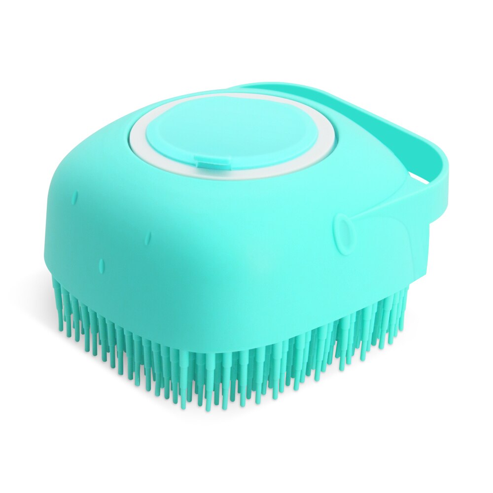 Cepillo de silicona para masaje corporal de baño, cepillo para ducha de baño con dispensador de jabón, champú suave para perros, cepillos de acicalamiento para mascotas: Blue