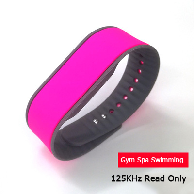 Pulsera EM 125Khz EM4100, pulsera de silicona RFID, solo lectura, Protocolo 18000-2: WB06-Rose Red