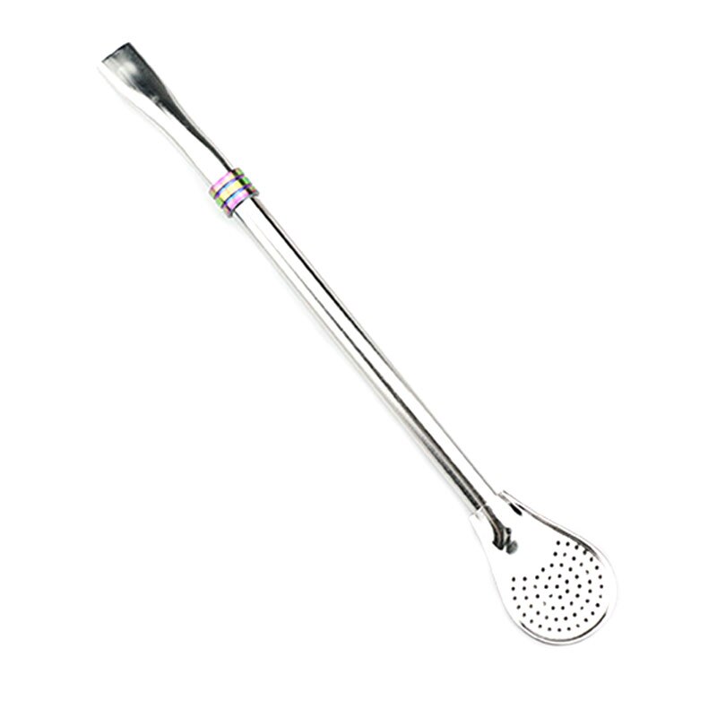 Reusable Metal Filter Drinking Straw Stainless Steel Coffee Tea Spoon Straw Detachable Spoons Drinking Straw Bar Tools: C-multicolor