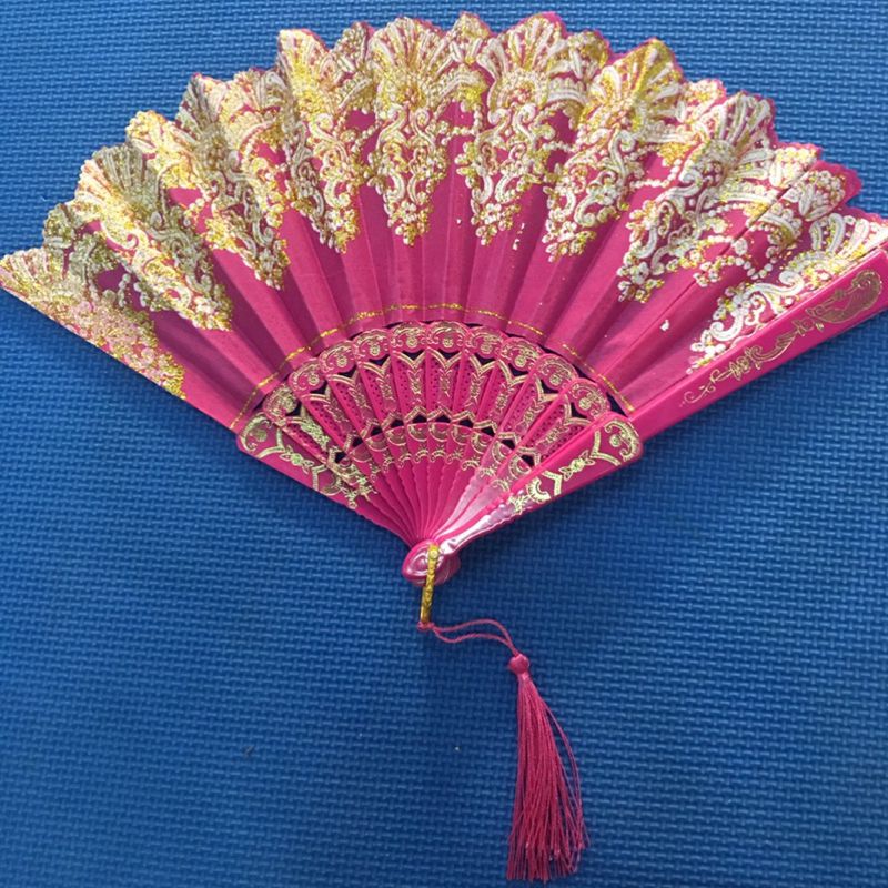 Chinese Vintage Bamboe Vouwen Fan Hand Held Bloemenprint Fan Dance Party Pocket 7 Kleuren