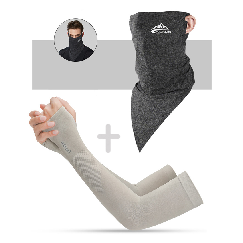 Summer Men Scarf Ice Silk Anti-sweat Headwear Outdoor Cool Sun-proof Face Mask Elastic Wind-proof Anti-UV Bandana Fast: Scarf and Sleeves O