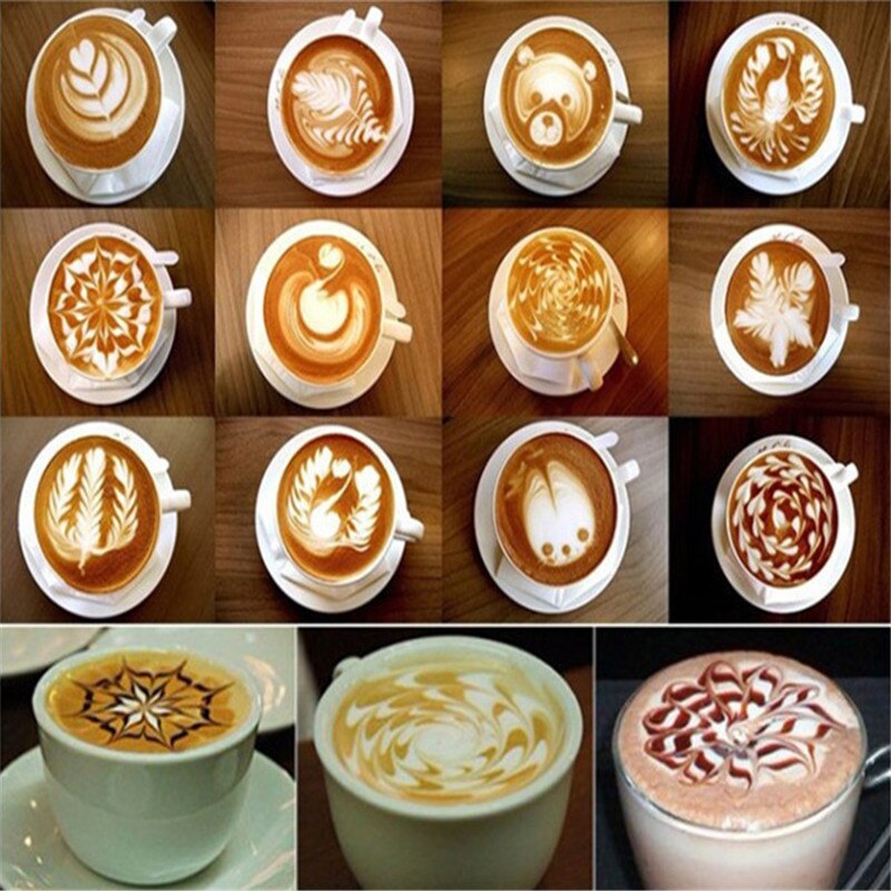 16 stk mælkekage kaffe stencil skabelon strøg blomster pude duster spray køkken gadgets redskaber køkken tilbehør