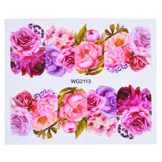 1pcs Bloem Bladeren Nail Sticker Decals Blossom Kleurrijke Slider Rose Water Volledige Wraps Nail Art Decoratie Bloemen Op Nagels CHWG: WG2113