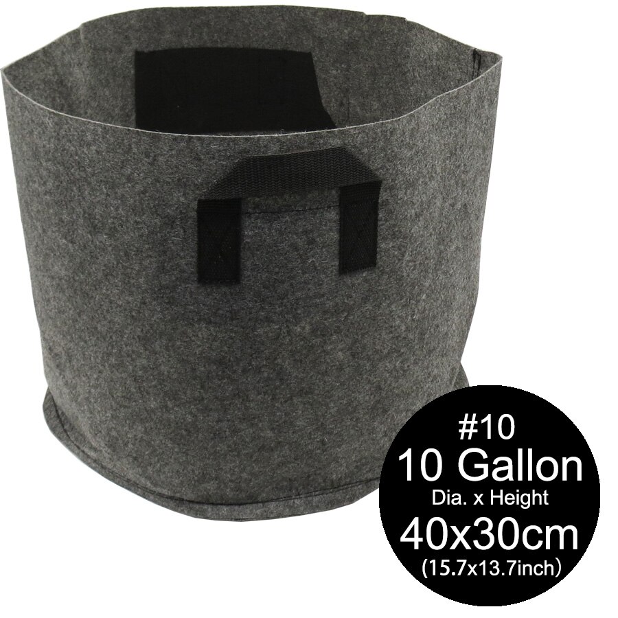 1/2/3/5/7/10 Gallon Garden Grow Bag with Handle Felt Grey Fabric Plant Planting Growing Box Vegetable Potato Round Pot Container: 10gallon xAB749C