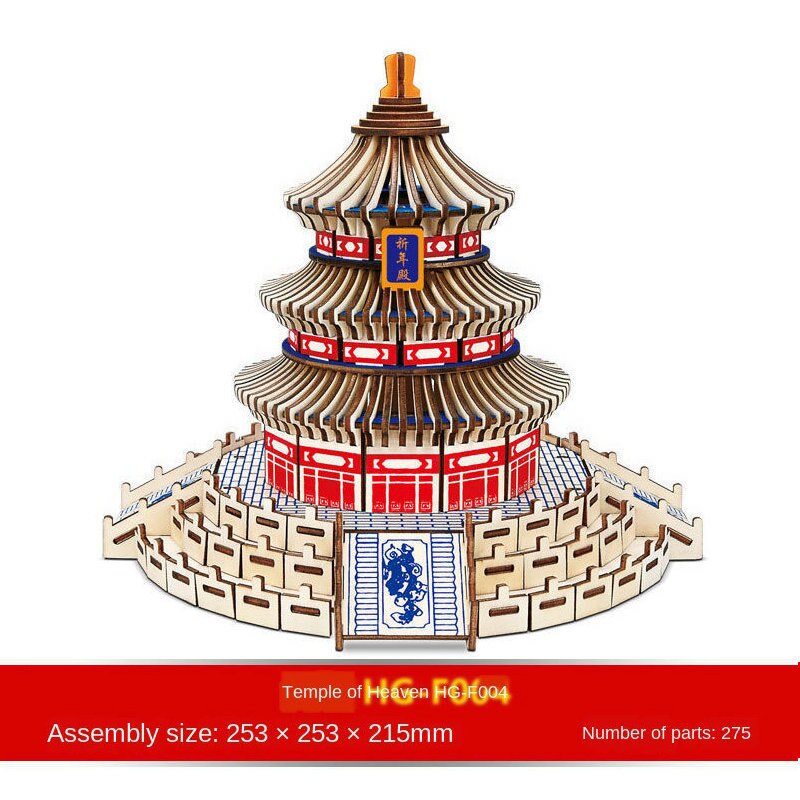 3d Liefde Pavilion Building Model Hand Geassembleerd Houten Puzzel Speelgoed Manual Jigsaw Board Kit Diy Montage Puzzels Speelgoed