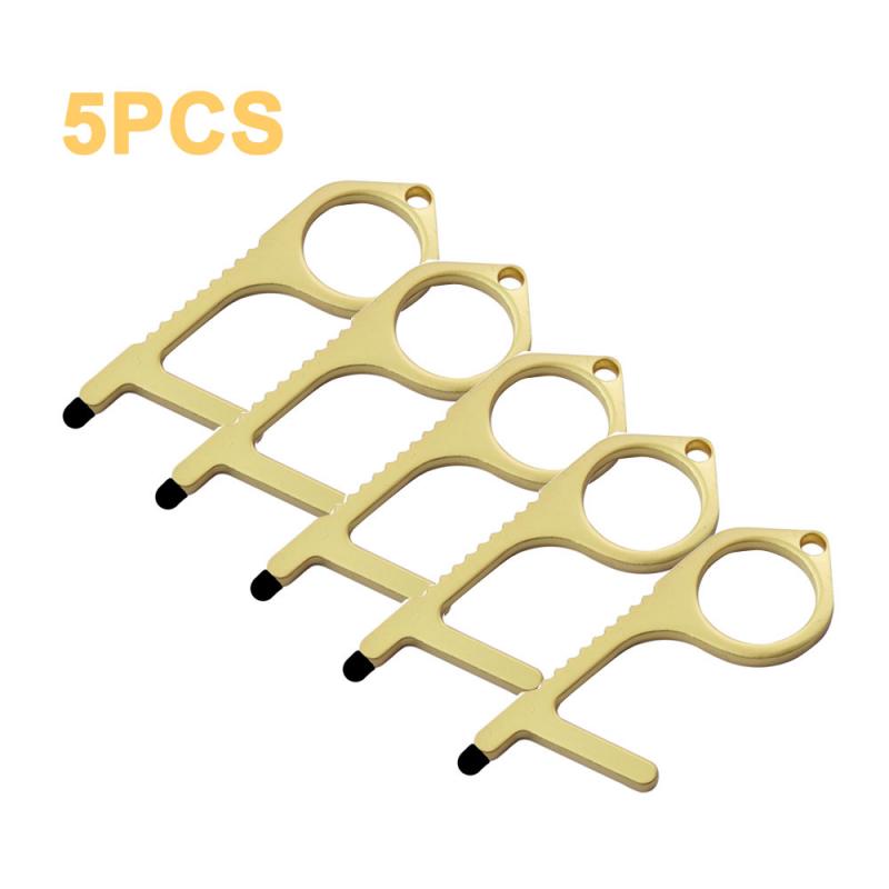 1-10pcs Handmade Door Opener Key Chain NO TOUCH Door Handle Artifact Keychain Avoid Touching Key Buckle Clean Key: 5pcs