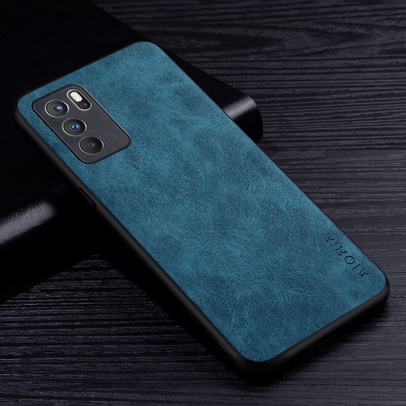 Premium PU Leathe Phone Case for Oppo Reno 6 Pro Plus Scratch-Resistant Solid Color Cover for Oppo Reno6 Pro Plus 4G 5G Case: Oppo Reno6 Pro Plus / Dark Blue