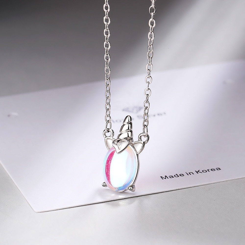 CHENGXUN Rainbow Unicorn Pendant Necklace For Women Girls Cute Jewelry Birthday for Daughter Children Christmas