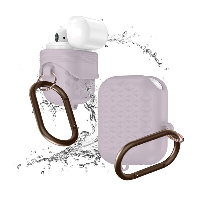 Grid Korn Silikon Wasserdichte Kopfhörer Fall Für Airpods Metall Finger Ring Kopfhörer Schutzhülle Kopfhörer Fall Für Airpods 2 Tasche: Light Pink