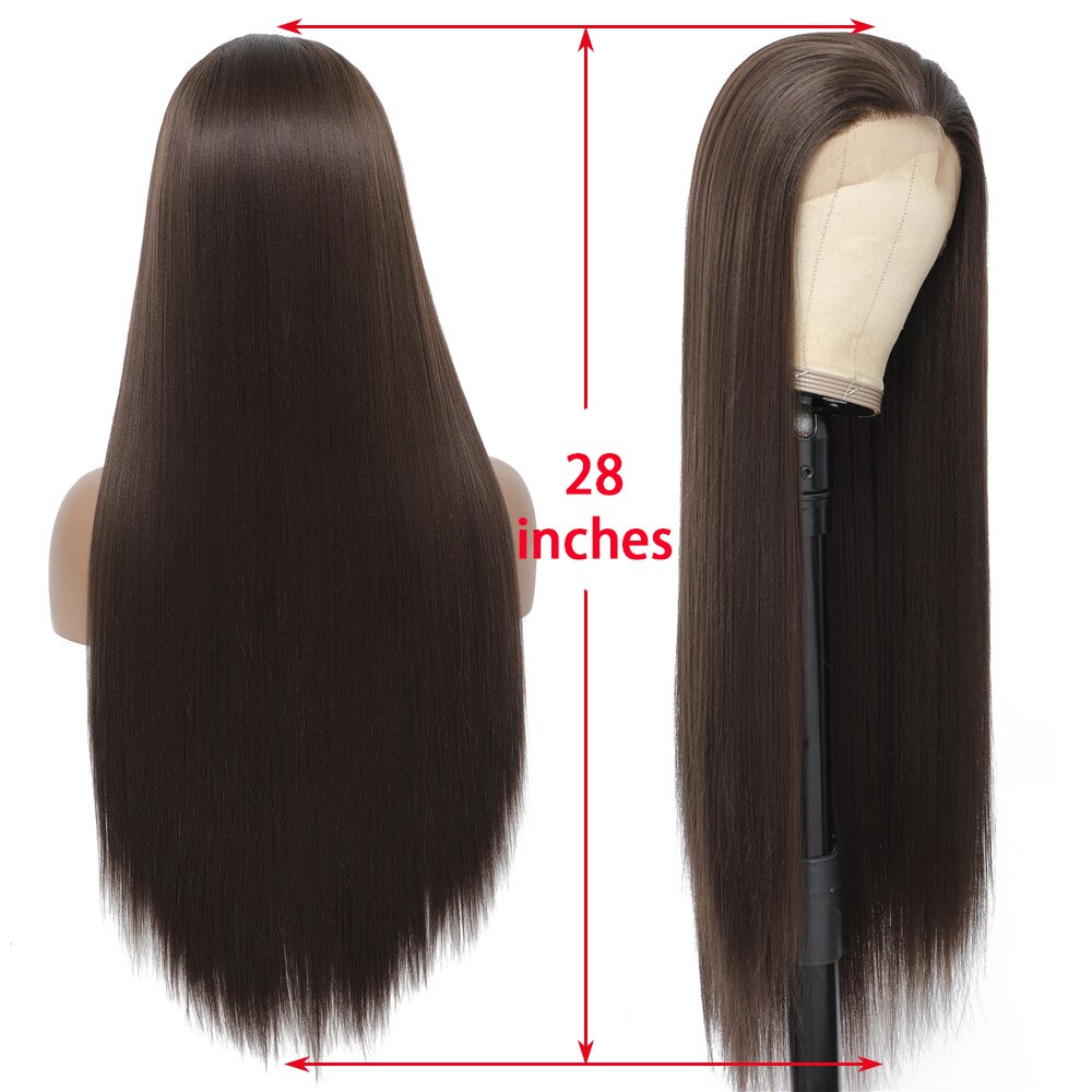 X-TRESS 13X3 Lace Front Synthetic Wigs For Women Black Colored Free Part Long Straight Soft Natural Daily Hair Wig 150% Density