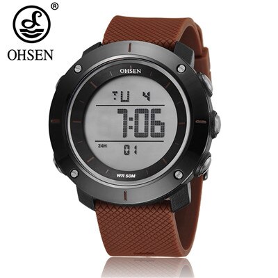 NEUE OHSEN Mann Männlichen Orologio Uomo Digitale Uhren Wasser Stoßfest Herren Sport Armbanduhren Silikon Band: Kaffee