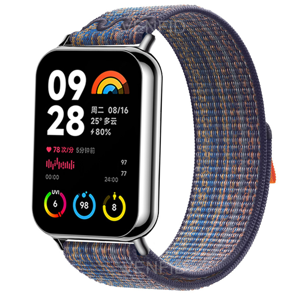 Magiskt nylonband för xiaomi mi band 8 pro/mi band 9 pro sport kvinnor män vävd klockarmband ögla för redmi klocka 4/5
