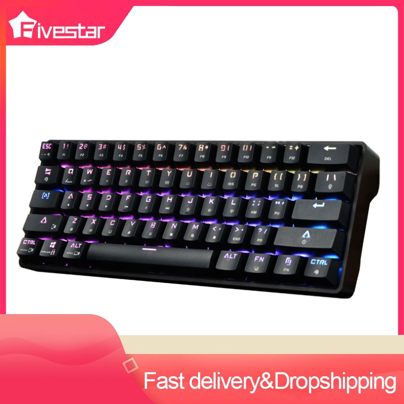 Wireless Keyboard Anti-ghosting RGB/ Mix Backlit LED USB Gaming Mechanical Keyboard Blue Red Switch 61key For Gamer PC Laptop US