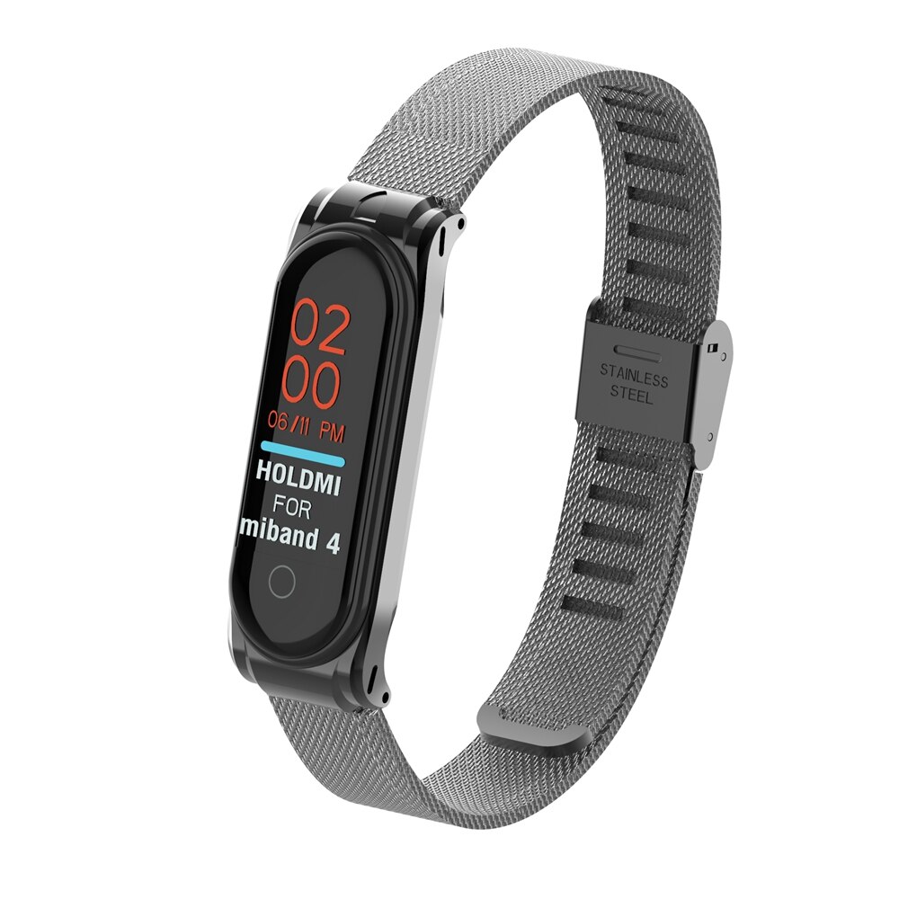YUEDAER mi Band 4 correa de Metal para Xiaomi mi Band 4 correa de acero inoxidable mi Band 4 correas de muñeca mi lanese Loop mi Band4: Buckle Black