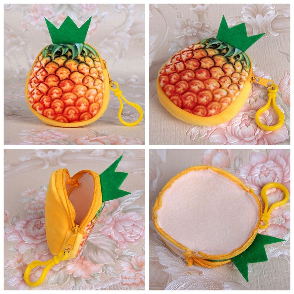 Mini Watermelon Fruit Coin Purse Peach Huangtao Strawberry Card Holder Strawberry Orange Plush Wallet Outdoor