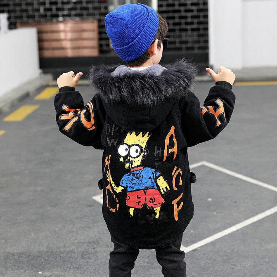 Jongens Winter Jas Kinderen Tiener Jongen Dikke Jas Kinderen Kleding Bont Parka Gewatteerde Parka 3 4 5 6 7 8 9 10 12 Years1