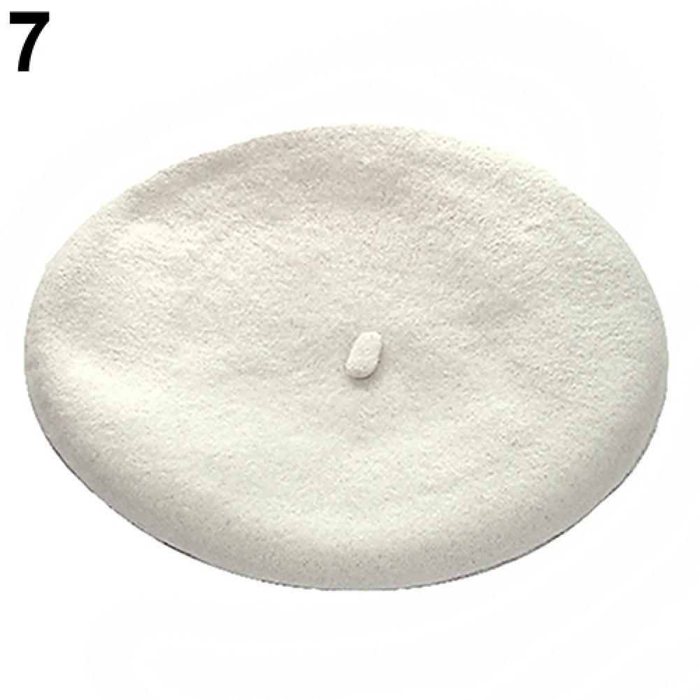 Herfst Winter Caps Vrouwen Classic Wolvilt Warme Franse Beret Beanie Hat Beanie Pure Kleur Zoete Mini Cap Lady winter Hoeden: WHITE