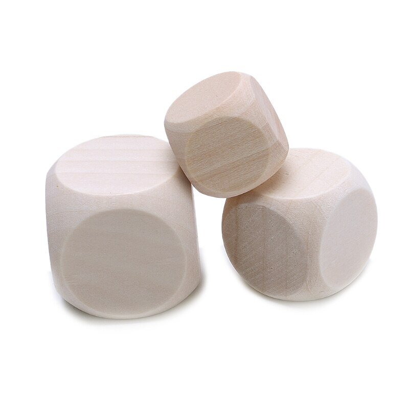 OOTDTY 5pcs Blank Wood Dice Kid Printing Engraving Graffiti DIY Toys Family Party Games