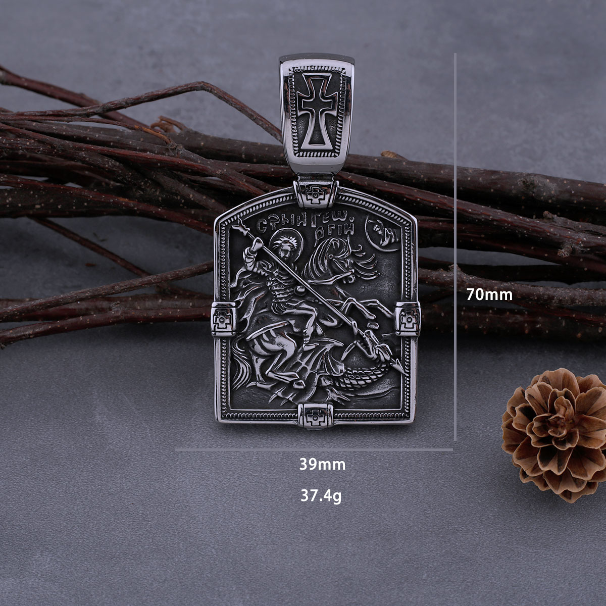 Rvs Retro Religieuze Heilige Warrior Ketting Mannen En Vrouwen Terug Bijbel Cross Amulet Biker Hanger Ketting Sieraden: Licht Geel Kleur