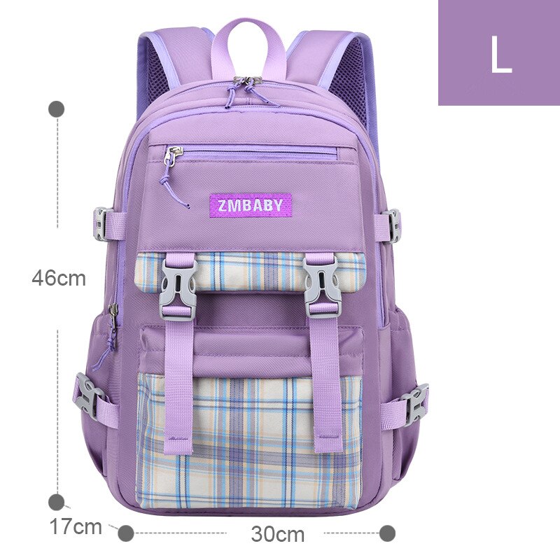 2022 neue Schule Taschen Für Mädchen Wasserdichte Licht Gewicht freundlicher Rucksäcke Bookbags Druck freundlicher Schule Rucksack mochila: L Violett