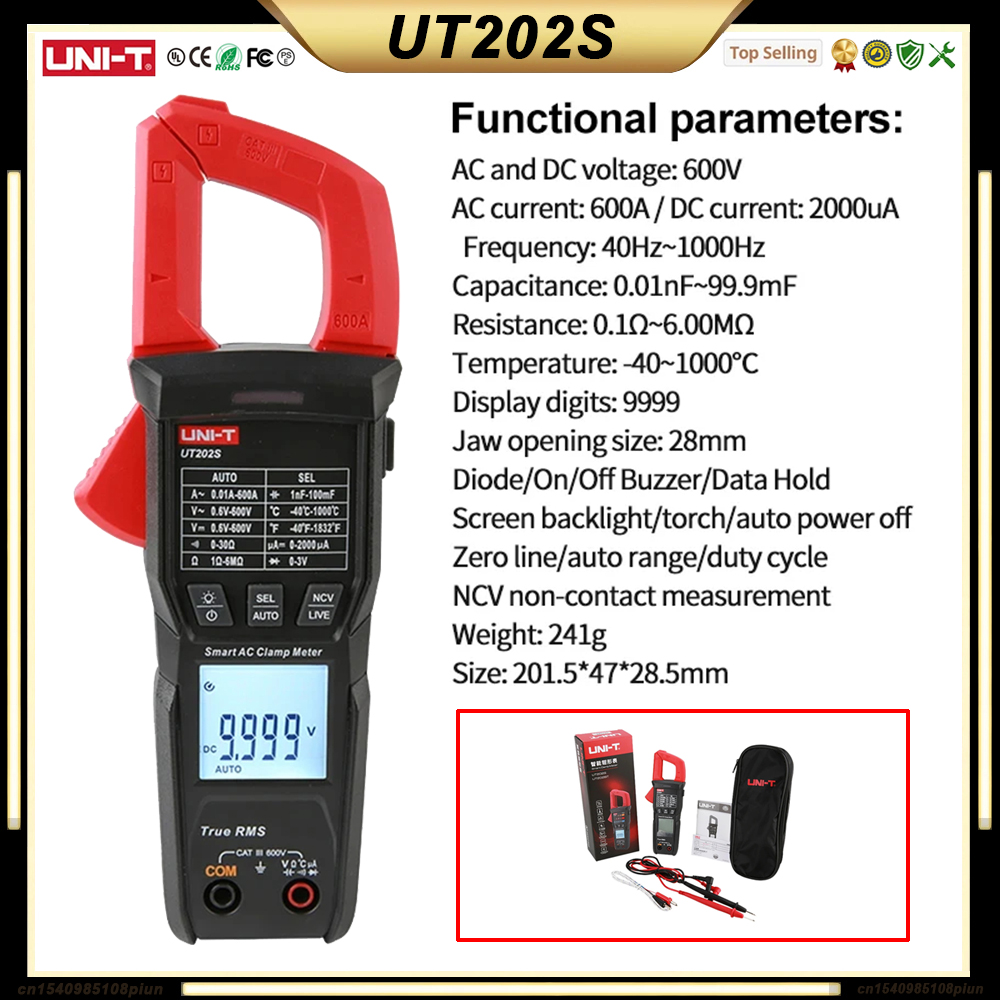 UNI T UT210E UT210D UT202A + UT204 PLUS Stroomtang Ampèremeter Digitale Elektricien Tool Elektrische Tester Multimeter: Paars