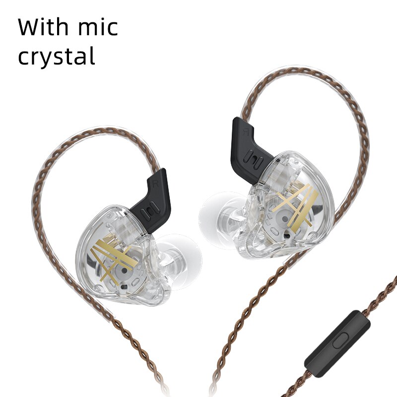 KZ EDX wired Earphones with mic headset gamer micro earpiece sports earbuds active noise cancelling earbuds bass speaker for zs3: CA2 Crystal with mic