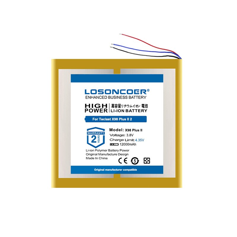 batería Original LOSONCOER de 12000mAh para Tablet PC Teclast X98 Plus II 2, 3 líneas, baterías C2D7 2879127 + herramientas gratuitas