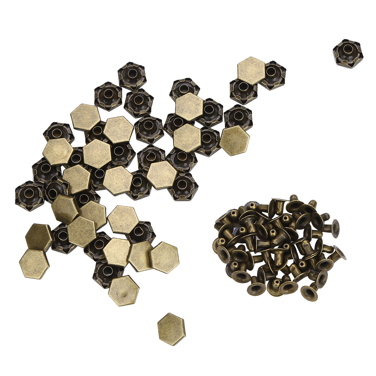 50 metal hexagon hætter nitter gør-det-selv-nitter og pigge til tøjtasker hurtiglukning nitter til læderhåndværk vintage indretningsnitter