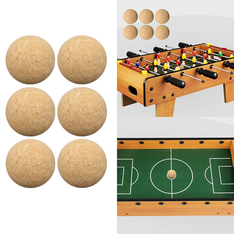6 stk 36mm kork massivt træ bold mini fodbold bordfodbold tilbehør til indendørs bordfodbold og fodbold spil