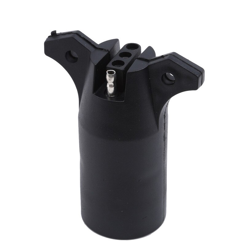 Black 7 Way Round To 4 Pin Flat Trailer Connector Adapter Plug Truck Accessories Trailer Parts