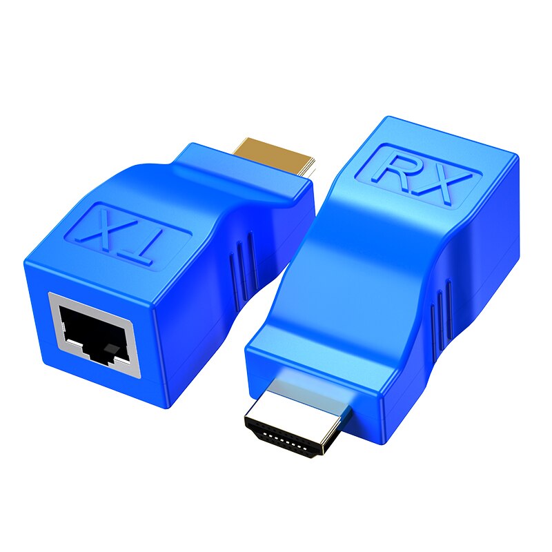 1 Paar RJ45 4K Hdmi-Compatibel Extender Uitbreiding Tot 30M Over CAT5e Cat6 Netwerk Ethernet Lan voor Hdtv Hdpc Dvd PS3 Stb: Blauw