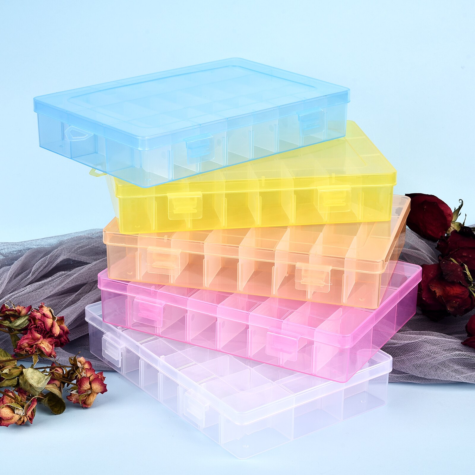 Transparent Plastic Embroidery Floss Storage Box Floss Bobbins Beads Storage Organizer DIY Cross Stitch Sewing Tools