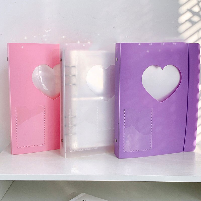 Love Heart A5 Binder Photo Album Cover Storage Album Book Cover Card Holder Sticker Small Card Storage Hollow DIY