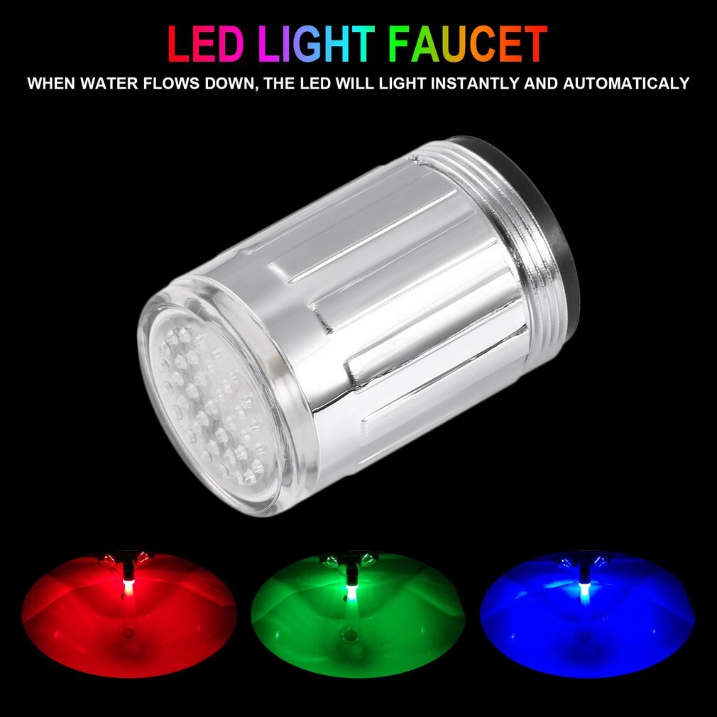 Led Light Water Kraan Tap Glow Douche Keuken Badkamer Rgb/Multi Kleur/Blauw Licht Gewicht: RGB