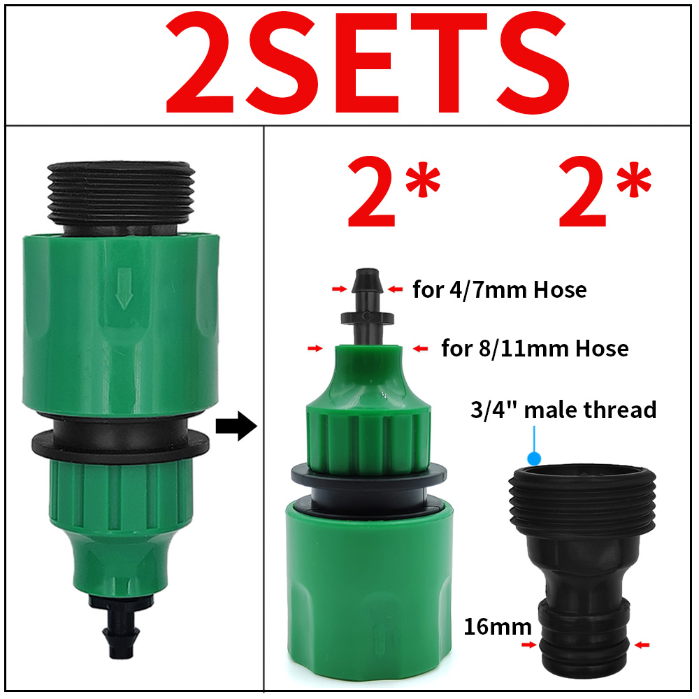 WUJIE Adattatore ad innesto rapido da 2 pezzi con connettore spinato da 1/4 (ID 4 mm) o 3/8 pollici (8 mm) per irrigazione giardino irrigazione serra: Blu