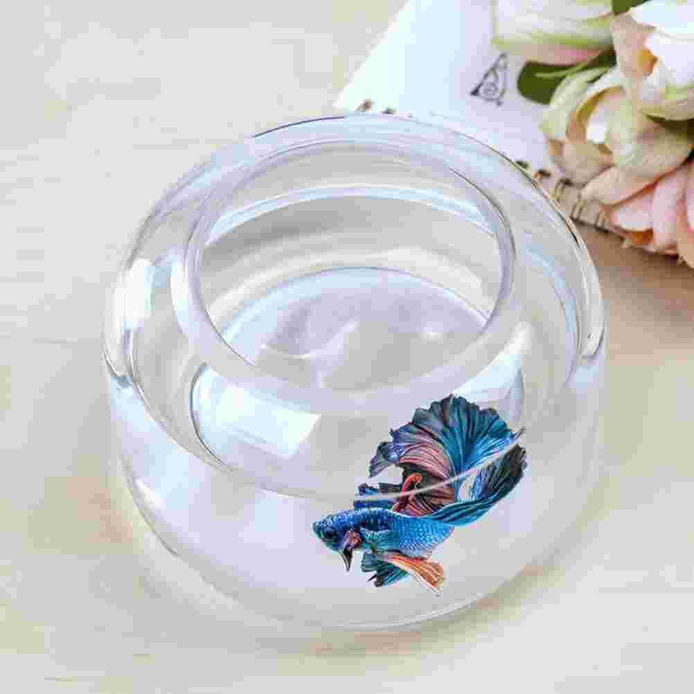 1Pc Desktop Fish Tank Decorative Glass Aquarium Hydroponic Tank (Transparent)