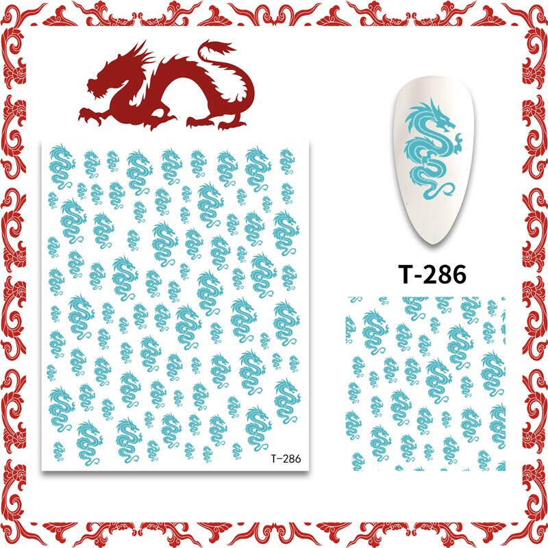 Chinese Dragon Nail Art Stickers Punk Nail Decals Waterproof Nail Decoration Colorful Dragon Element Nail Accesories For Nails: 09