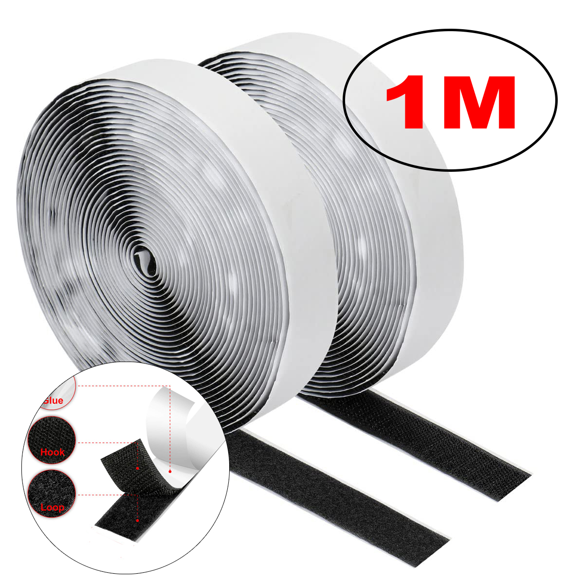 Belcro, 1-25M Correa Tiras De  Cinta Autoadhesiva Auto Adhesivo De Gancho y Bucle, Negro, Blanco, Casa, Bricolaje, Grifo Mágico, Pegatinas De Pegamento Muy Fuerte , Correa Adhesiva Costura Organizador Muy Fuerte: 10mm / Blanco