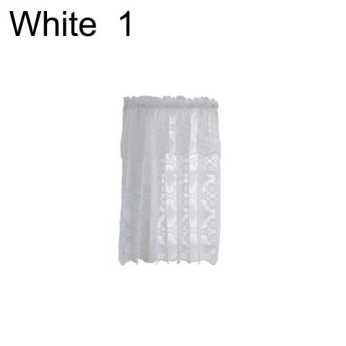Paravent en dentelle à motif délicat de fleurs, 3 tailles, blanc et bleu, pour fenêtre de balcon, rideau court en gaze, cantonnière de cuisine, décoration de maison: White 1