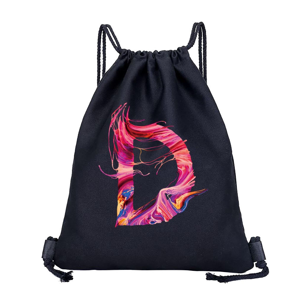 26 Initials Print Drawstring Bag Backpack Men and Women Beach Sports Travel Backpack Kid Supplies Bag Portable Sundries Bag: Red