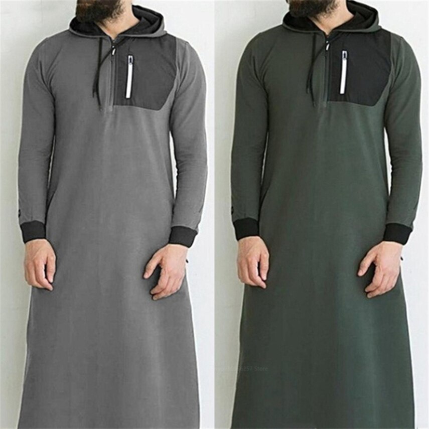 Heren moslim arabische islamitische kleding lange mouwen zak gewaad ramadam karftan eid mubarak jubba thobe voor mannen casual hoodies trui