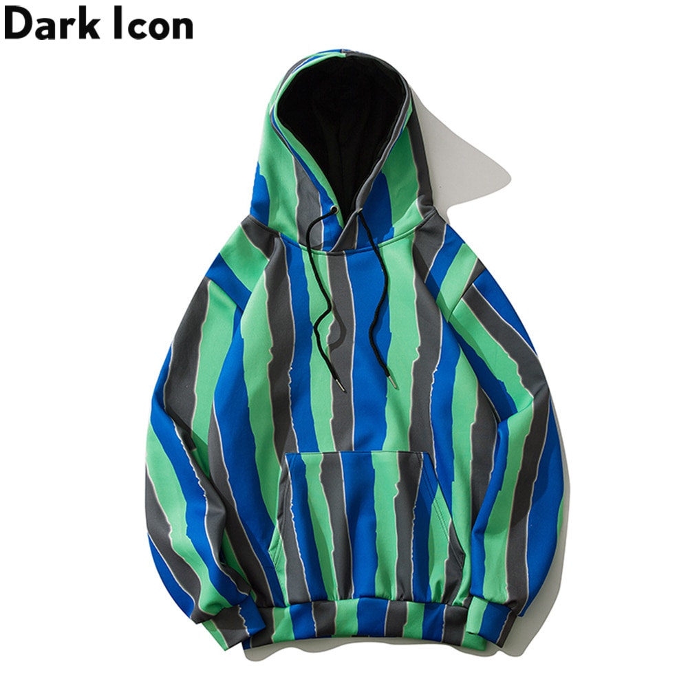 Dark Icon Striped 3D Printed Hoodie Men Women Front Pockets Streetwear Men's Sweatshirts and Hoodies