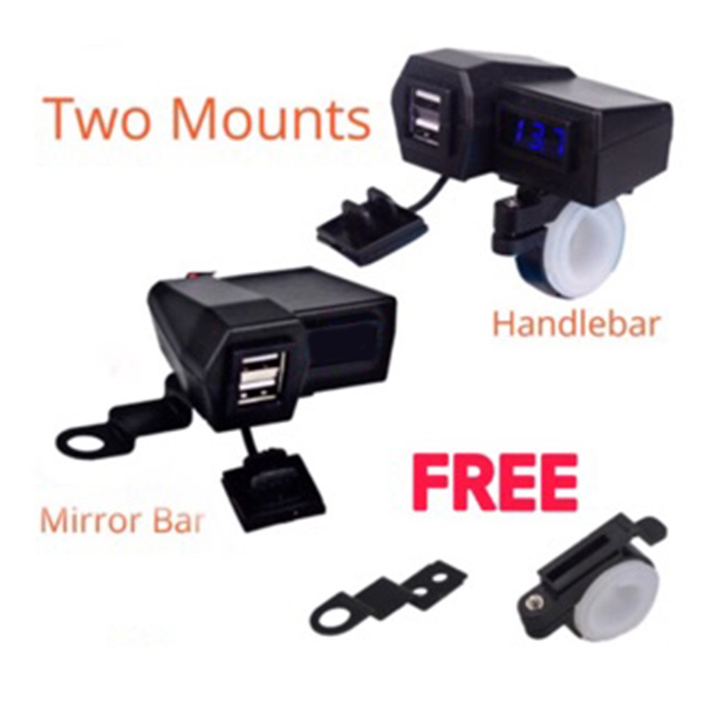 Adaptador de cargador de teléfono móvil para motocicleta, multifuncional, con USB Dual, voltímetro de silicona, ABS, accesorios de plástico para motocicleta